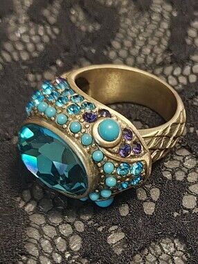 Vintage Heidi Daus "Serpent Ouroboros" Swavorski Crystal Statement Ring